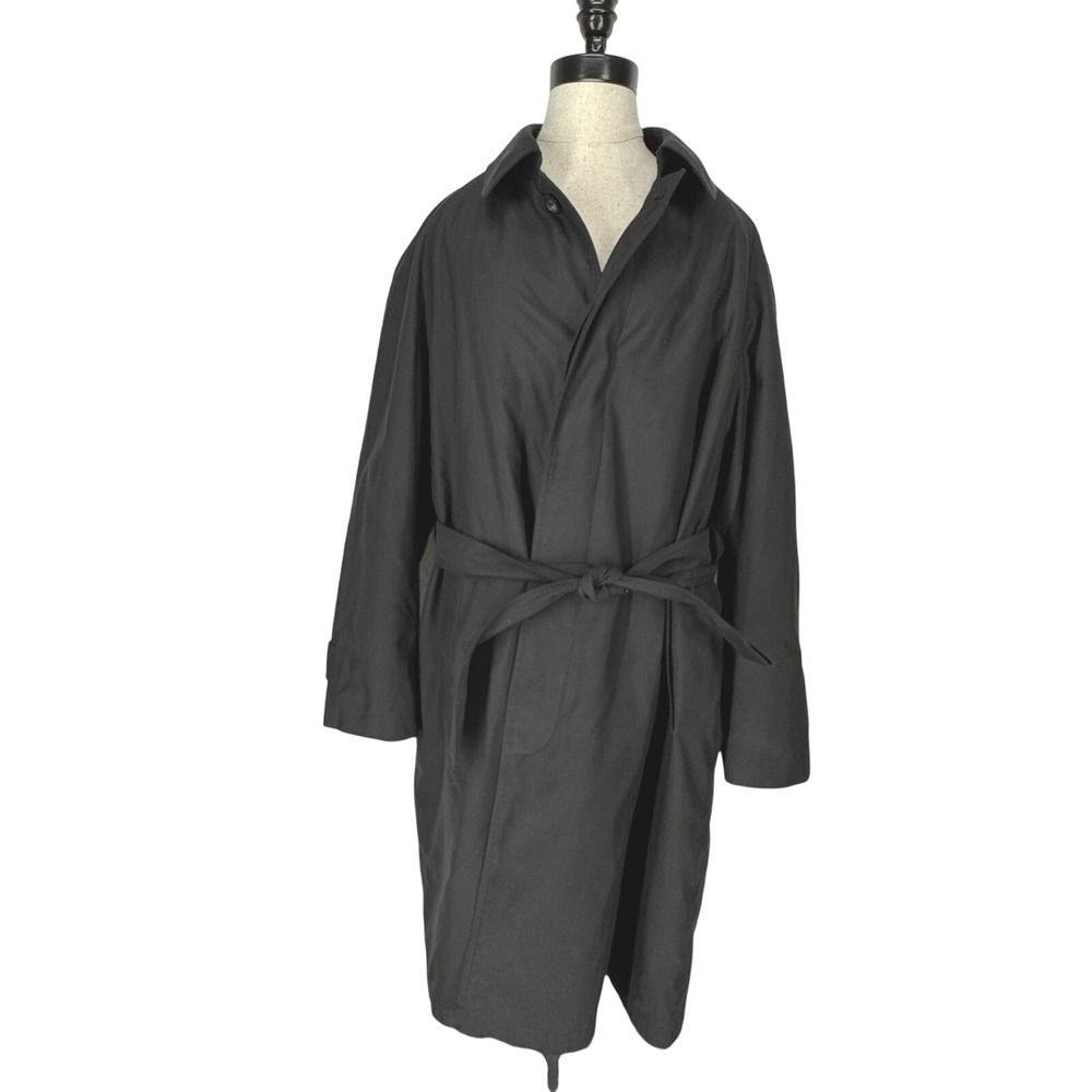 Ralph Lauren Mens Black Water Repellent Trench Coat Removable Liner 42S Classic